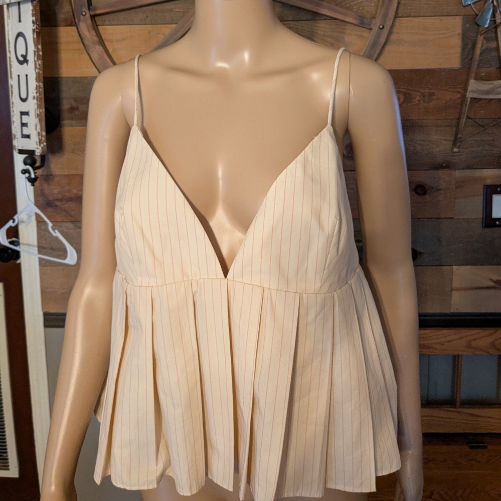 Zara NWT Pleated Poplin Top - Picture 2 of 8